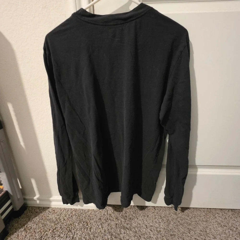 The North Face Mens Black Long Sleeve T-Shirt Rose Gold Logo Size Medium